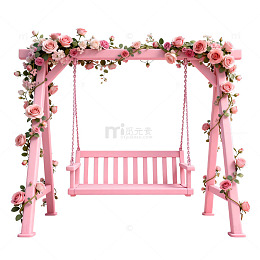 粉色浪漫秋千装饰设计素材