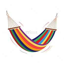 彩色吊床卡通风格装饰素材