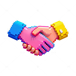 像素风握手合作创意图像