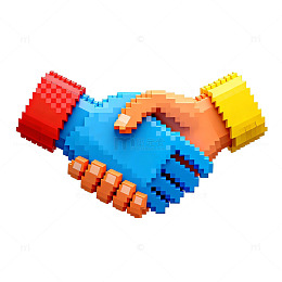 像素风握手合作图案设计