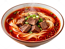 红油牛肉面美食插画
