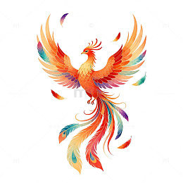 凤凰展翅艺术插画