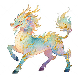 彩绘神兽骏马艺术插画