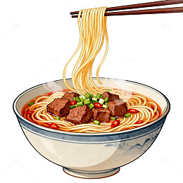 手绘牛肉面美食插画