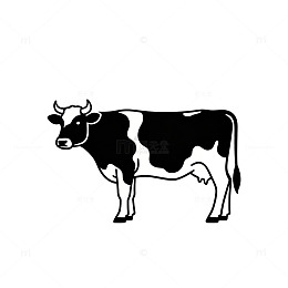 黑白简笔画牛图案