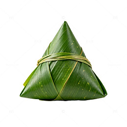 绿色粽叶包裹的端午节美食