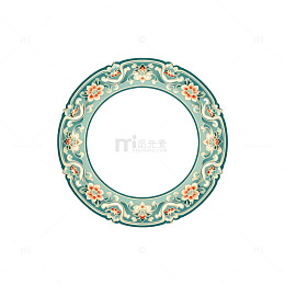 古典花纹圆形装饰图案