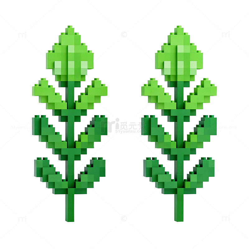像素风格植物图案设计素材