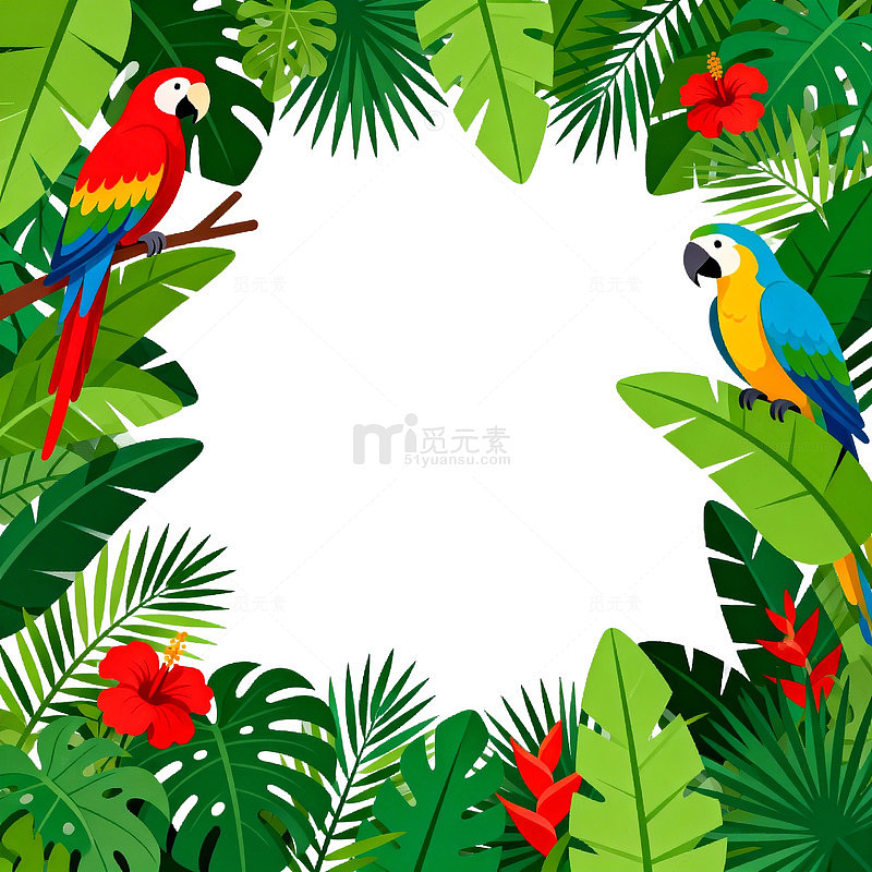 热带雨林鹦鹉插画设计模板