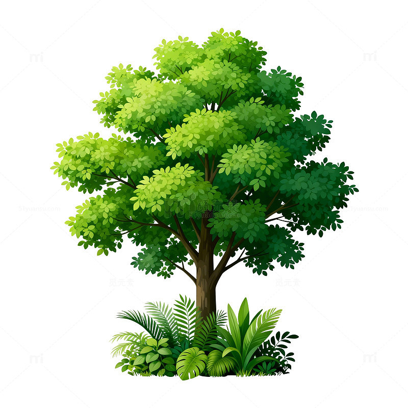 绿色树木插画设计素材