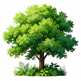 手绘风格树木插画素材