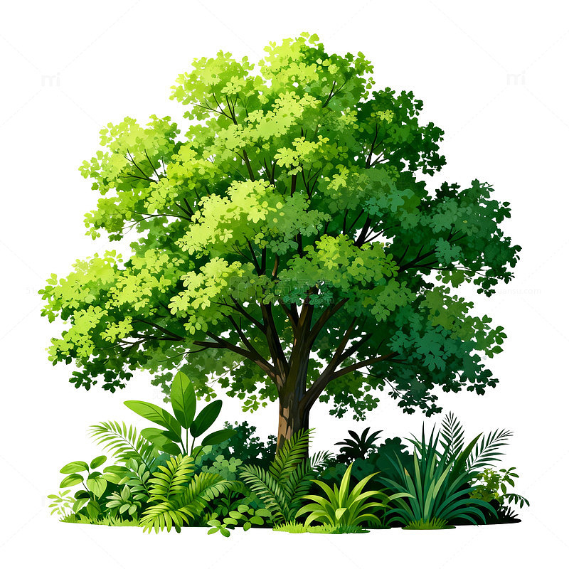 绿色树木插画设计素材