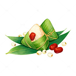 端午节粽叶红枣插画素材