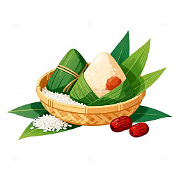 卡通端午节粽子美食插画素材