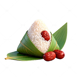 粽子绿叶红枣美食插画