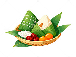 端午习俗糯米红枣粽子插画素材