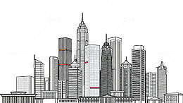 黑白城市天际线素描