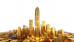 金色都市高楼模型