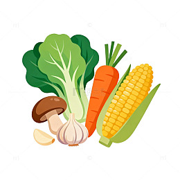 扁平插画蔬菜组合设计元素
