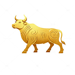 金色牛年生肖装饰图案