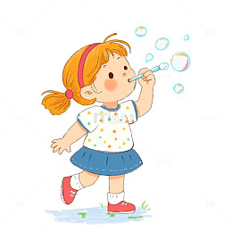 手绘吹泡泡的儿童