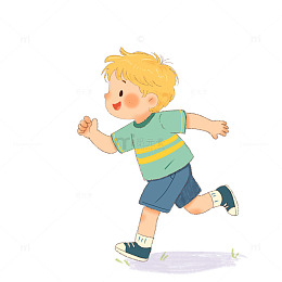 手绘儿童奔跑元素