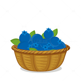 卡通一篮蓝莓水果免抠元素