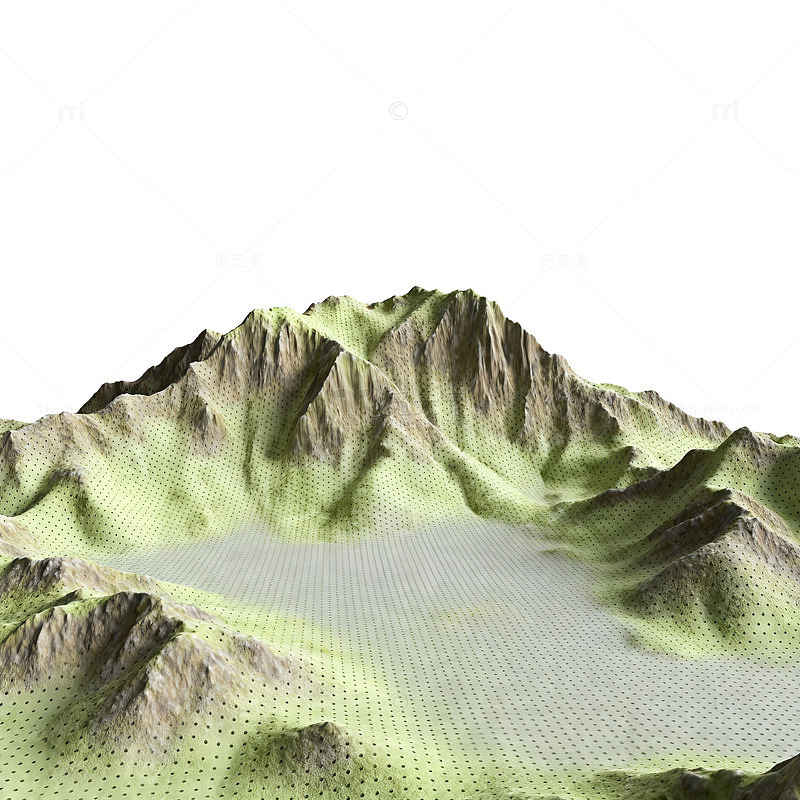 三维山脉地形模型渲染图