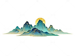 山水意境水墨画古风插画