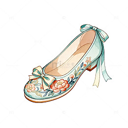 优雅花纹平底鞋插画设计素材