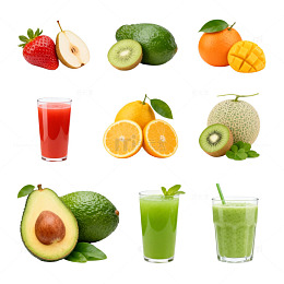 新鲜水果果汁组合设计素材