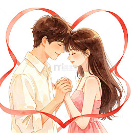 浪漫情侣插画爱情主题海报设计素材