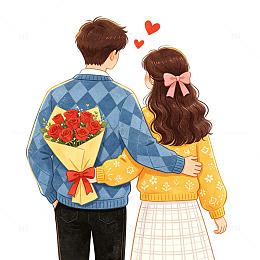 甜蜜恋人插画素材