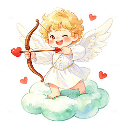 可爱天使爱神卡通插画素材