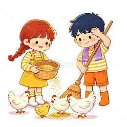 童趣农场生活卡通插画