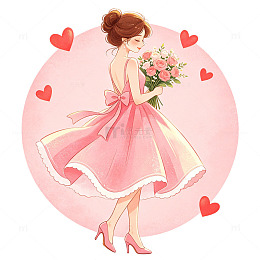 粉色梦幻少女插画