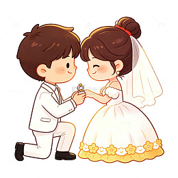 卡通风婚礼场景插画设计素材