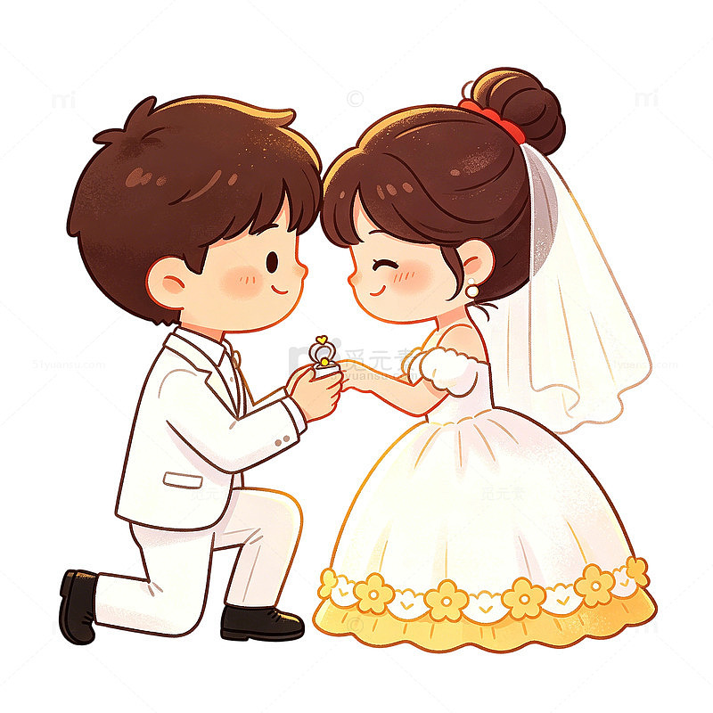 卡通风婚礼场景插画设计素材