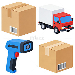 快递物流卡通立体图标
