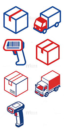 快递物流卡通线条