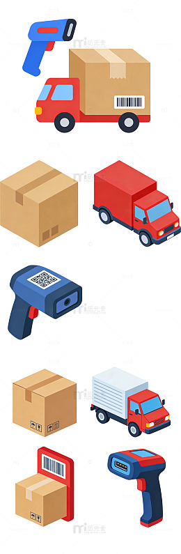 快递物流卡通扁平图标