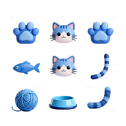 卡通蓝猫元素图标集