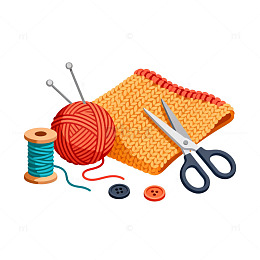 手工编织工具与材料插画