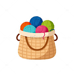 卡通毛线篮插画