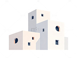 现代建筑极简设计插画