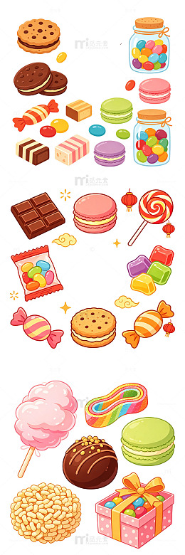 糖果零食卡通手绘元素