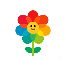 微笑花朵的彩虹奇幻梦境