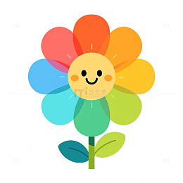 彩虹微笑花朵的奇幻世界