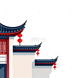 传统中式建筑插画