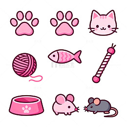 卡通宠物元素插画设计素材